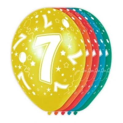 Image of Folat 19307 7th Birthday Balloons 5 pieces, Multi Colors