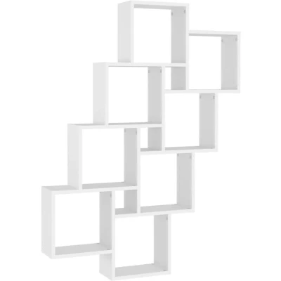 Image of vidaXL Wall Cube Shelf White 90x15x119 cm Engineered Wood