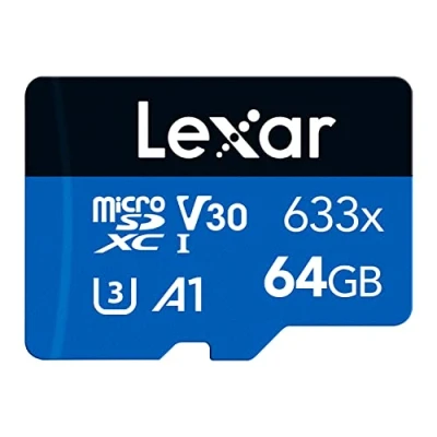Image of Lexar 633x 64GB Micro SD Card, microSDXC UHS I Card W/O Adapter, microSD Memory up to 100MB/s Read, A1, Class 10, U3, V30, TF for Smartphones/Tablets/IP Cameras (LMS0633064G BNNAA)