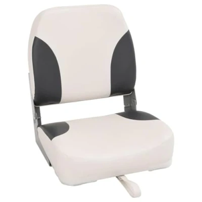 Image of vidaXL Boat Seat: Foldable Canoe/Kayak Chair with Fixing Strap, High Compression Foam, Aluminium, Dark Grey/White, 41x36x48cm