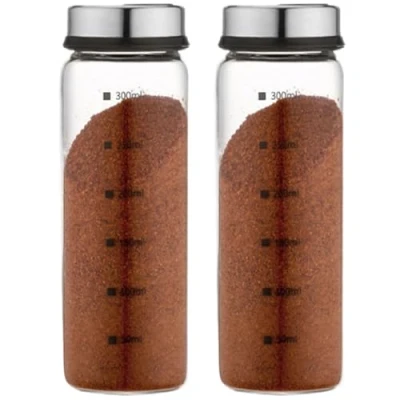 Image of 2PCS Large Salt and Pepper Shakers with Adjustable Pour Holes Shaker Stainless Steel Seal Lid for Table Black White