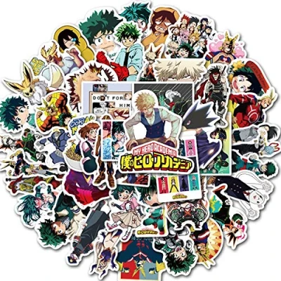 Image of Laptop Sticker Pack 50 Pcs,My Hero Academia Unique Cool Stickers Waterbottle Notebook Guitar Skateboard Travel Kid