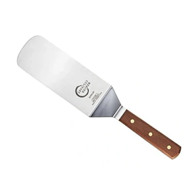 Image of Mercer Culinary M18400 Praxis, Wooden Handle Turner 8 x 3 Inches, Stainless Steel, Silver