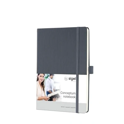 Image of SIGEL CO658 Premium Notebook squaRed, A5, hardcover, Grey Conceptum