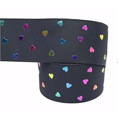 Image of Twinkle Star Baby Grosgrain Printed Ribbon 1m Length x 38mm Width Birthday Rainbow Hearts Hair Bows (Cream)