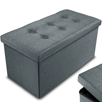 Image of Nyxi Ottoman 76 * 38 38cm Foldable Storage Boxes Seat Foot Stool Box with Lids for Kids Toys, Bedroom, Hallway, Living Room Dark Grey