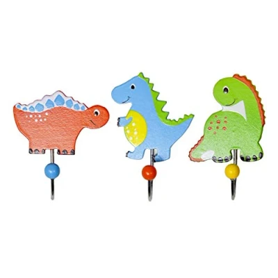 Image of Mousehouse Gifts Set of Three Children&#039;s Coat Hooks for Bedroom or Baby Nursery (Dinosaur)