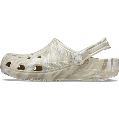Image of Crocs Classic Marbled Unisex Pool slides bone/multicoloured, Size: M3/W4, Bone/multi coloured Synthetics