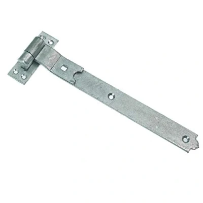 Image of Merriway BH07119 Gate Hinge Heavy Duty Hook &amp; Band Cranked Necked Galvanised, Silver Tone, 350 x 45 4mm