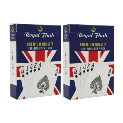 Image of Royal Flush Union Jack Playing Cards Twin Deck of Poker Cards, Superior Cartamundi Linen Finish, Easy To Shuffle &amp; Durable, Great Gift For Games Night