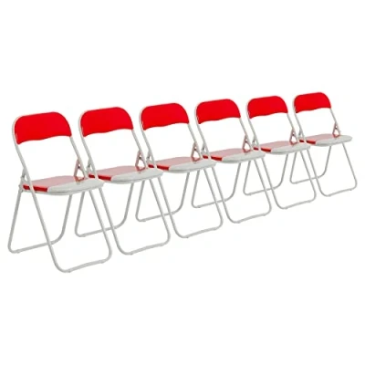 Image of 6x Red Padded Folding Chairs By Harbour Housewares