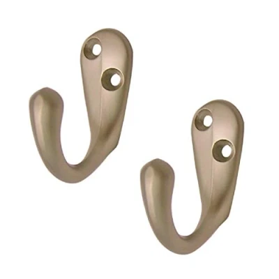 Image of 8 x Satin Nickel Single Coat Hooks, Door &amp; Wall Robe Dress Garment Hangers