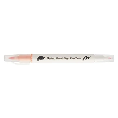 Image of Pentel Brush Sign Pen Twin Tip Pale Orange Pack of 10
