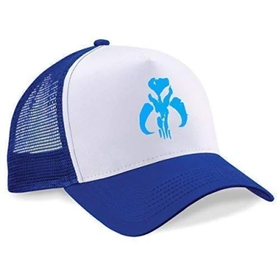 Image of Naughtees Clothing Boba Fett Mandalorian Royal Blue/White Trucker Cap.