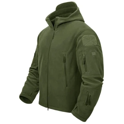 Image of TACVASEN Windproof Men&#039;s Military Fleece Combat Jacket Tactical Hoodies, Green, S
