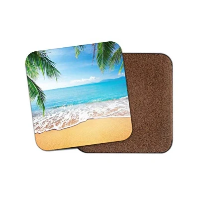 Image of 1 x Tropical Beach Drinks Coaster Sand Sun Holiday Palm Tree Fun #8557