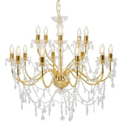 Image of vidaXL Chandelier 2 layer Golden 15 x E14 Bulbs
