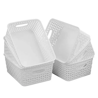 Image of Innouse Plastic Storage Basket for Cupboards, White Small Basket, Set of 6