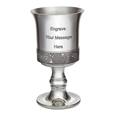 Image of Wentworth Pewter Kells Celtic Band Goblet, Wine Chalice, Engraved