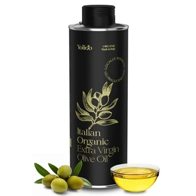 Image of 100% Italian Organic Olive Oil Extra Virgin High Polyphenols Cold Pressed &amp; Early Harvest from Tuscany (0.75l)