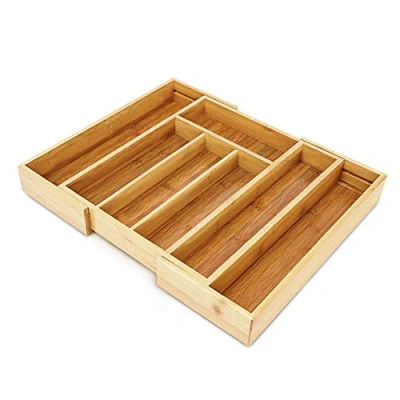 Image of Relaxdays Expendable Bamboo Kitchen Drawer Organiser
