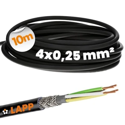 Image of Lapp 1030475 LiYCY Shielded Control Cable 4 x 0.25 mm² I UV Resistant Signal Core Data for Outdoor Use Soldering Connection LED Black