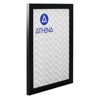 Image of Athena Thin Satin Black Picture Frame (A4 Size, 21 x 29.7 cm) Portrait or Landscape Photo with Clear Styrene Sheet &amp; Wall Mounted Hook for Photos, Pictures, Posters, Decor, Certificate