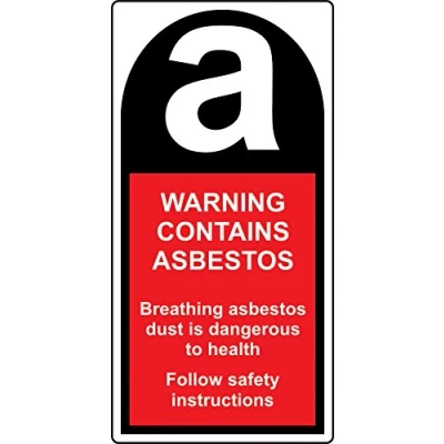 Image of Warning Contains Asbestos 25 x 50mm, Roll of 500 labels