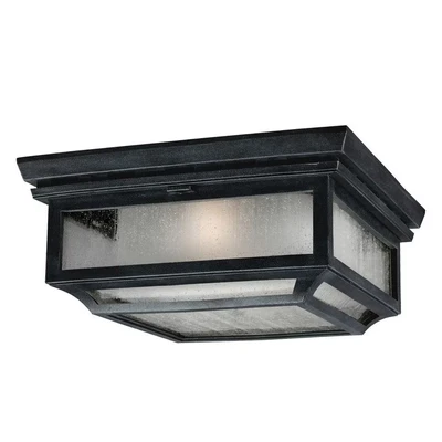 Image of Shepherd 2 Light Bathroom Flush Mount Ceiling Dark Zinc IP44, E27