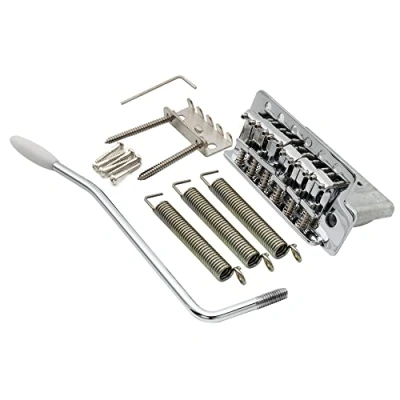 Image of Musiclily Pro 52.5mm Vintage 6 Screw Tremolo Bridge 36mm Short Block for Squier Strat Style Electric Guitar, Chrome