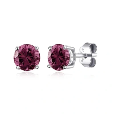 Image of Philip Jones Sterling Silver June (Alexandrite) Birthstone Earrings Created with Zircondia® Crystals