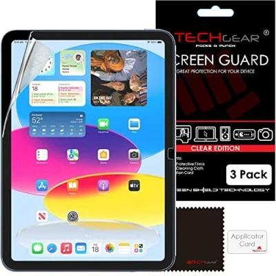 Image of TECHGEAR 3 Pack Screen Protector for iPad 10.9&quot; 2022, CLEAR Guard Covers Compatible with New Apple 10th Generation 2022