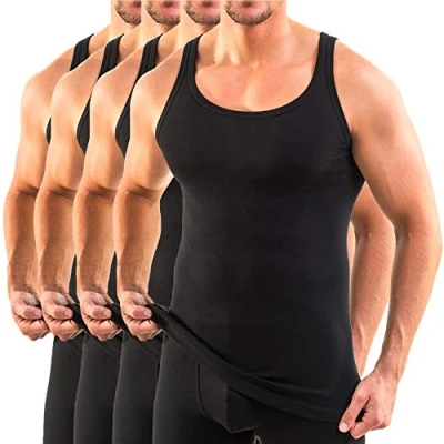 Image of HERMKO 3000 4 Men&#039;s Tank top Made in EU, Muscle Shirt of 100% Organic Cotton Many Colours, Size:XX Large, Colour:Black