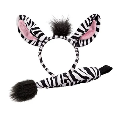 Image of Wicked Costumes Childrens Animal Zebra Ears Headband &amp; Tail Set Fancy Dress Accessory
