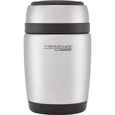 Image of Thermos Curved Food Flask with Spoon, Stainless Steel, 400 ml