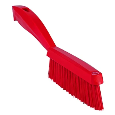 Image of Vikan 41954 Slim, Stiff Bristles, Washing / Sweeping, Hand Brush, Fabric, Upholstery, Carpet, 300mm (Red)