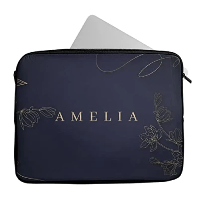 Image of Novelty Things Personalised Any Name Floral Design Laptop Case Sleeve Tablet Bag Chromebook Gift 374 (12 13 inch)