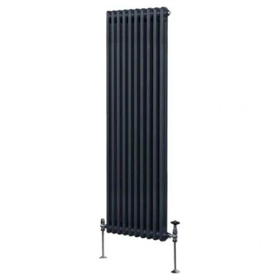 Image of Traditional 2 Column Radiator 1800mm x 472mm Modern Central Heating Heater Matt Anthracite Grey Carbon Steel Vertical Wall Mounted Kitchen Living Room Bathroom Cleaning Brush Fixing Kit &amp; Brackets