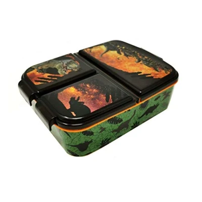 Image of Theonoi Children&#039;s Lunchbox, Sandwich Box with Compartments and Dividers, Nursery Lunchbox Made of BPA Free Plastic Dino