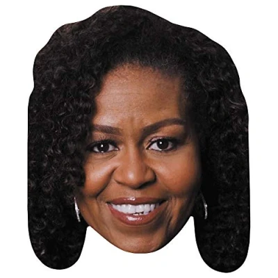 Image of Michelle Obama (Smile) Celebrity Mask, Flat Card Face, Fancy Dress Mask