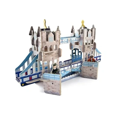 Image of PLAYPRESS Tower Bridge Playset Eco Friendly Building Toys Easy Storage Construction for Ages 7+