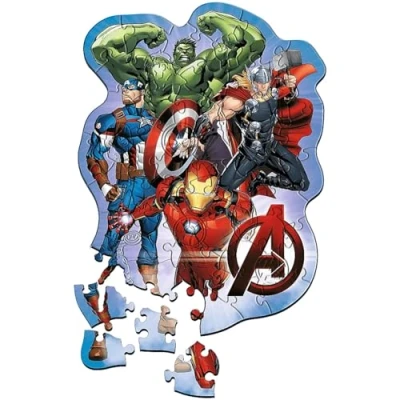 Image of Trefl Marvel Avengers Adventures 50 Piece Wooden Jigsaw Puzzles for Kids Irregular Shaped Pieces Superhero Puzzle Adults &amp; Children Aged 5 Years+