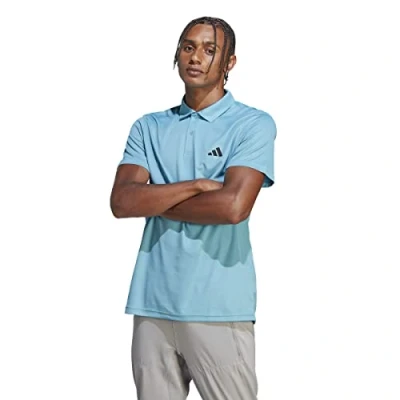 Image of adidas Men&#039;s Train Essentials Training Polo Shirt, preloved Blue/Black, L