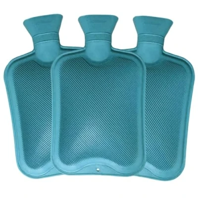 Image of Pack of 3 Hot Water Bottles x3 Natural Rubber 2 Litre Perfect Bag for Pain Relief (Blue)