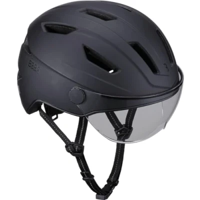 Image of BBB Cycling Adult Speed Pedelec Helmet for Men and Women E Bike with Visor Safety NTA 8776 Certified Head Protection Move FaceShield BHE 57 Matt Black Size L