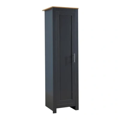 Image of Home Source Bedroom Furniture, 1 Door Slim Wardrobe, Oak Effect Top, Dark Grey