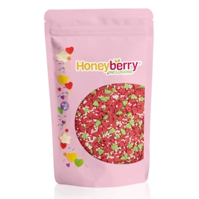 Image of HONEYBERRY INCLUSIONS Christmas Sprinkles Mix 200g Premium Edible Decorating Sugar for Baking, Cupcake and Cake Decorations, Ice Cream, Dessert Icing Decoration Toppers