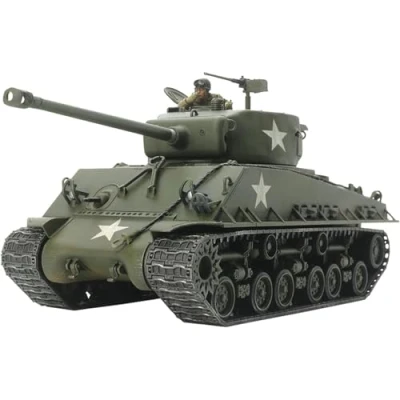 Image of Tamiya TAM32595 Vehicle 32595 1:48 US M4A3E8 Sherman Easy Eight, Model, Plastic, Detailed Replica, Assembly Kit, Unvarnished