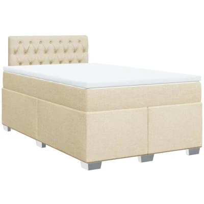 Image of vidaXL Box Spring Bed with Mattress Cream 120x190 cm Fabric