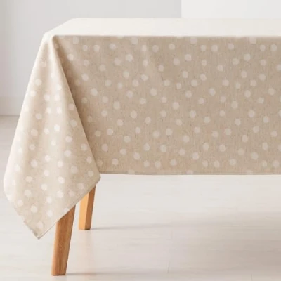 Image of GAMUSI Stain Resistant Tablecloth Rectangular Table Small Dots Smooth Jacquard Waterproof 140 x 100 cm, Touch Fabric, Light Grey